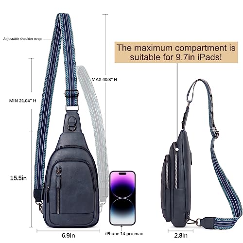 CLUCI Crossbody Bags for Women Men,Leather Sling Bag Cross Body Backpack for Woman Gifts for Women Birthday Unique - color: 1-1 Blue