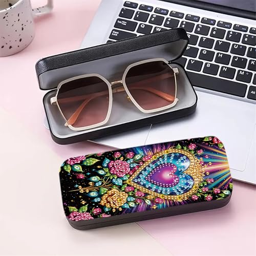 DIZAKIM 1pcs 5d Diamond Art Kits for Adults Small Diamond Painting Kit Gem Art Paint by Diamonds Dots Eyeglasses Case DIY for Beginner Women (#2) - color: #2