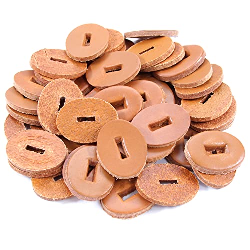 Cowhide Leather Handle Washers - Oval Shape - (1.30 x 1.00 x .125) - (London Tan) - USA Made - (for Knife Making & Hobby) - (50 Pack) - color: (London Tan)(50 Pack)