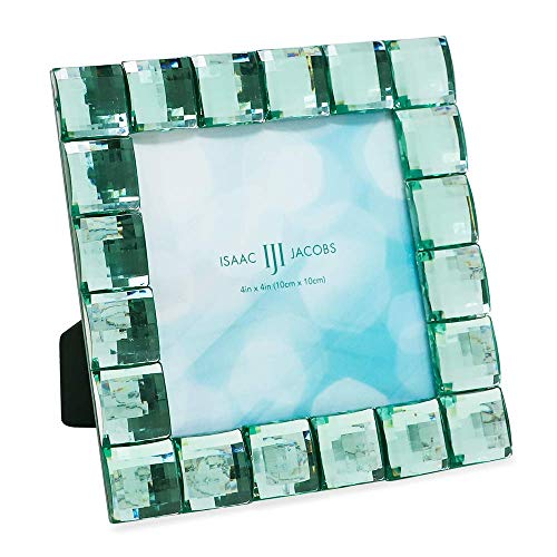 Isaac Jacobs Decorative Sparkling Light Green Jewel Picture Frame, Photo Display & Home Décor (4x4, Light Green) | Jewel Picture Frame, Photo Display & Home Decor Two-way easel for vertical or horizontal display. Does NOT hang on wall - color: Light Green