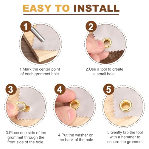 uxcell 100 Set Copper Grommets Eyelets, 1/4"(6mm) Grommets Eyelets with Washers Grommets Kit Copper Eyelets for Belts, Shoes, Clothes, Bead Cores, DIY Project (Gold/Silver/Grey/Bronze) - size: 1/4"(6mm)