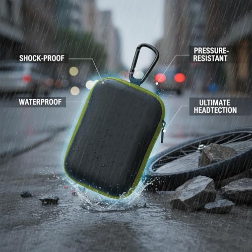 Earbud Case Portable EVA Storage Bag Cell Phone Accessories Organizer with Carabiner for Wired/Wireless Earphone, Earbud, Earpieces, SD Memory Card, Camera Chips, Tech Pouch, Rectangle, Green - color: D5-Green