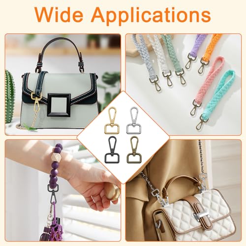 32pcs Metal Swivel Lobster Clasp Hooks, 3/4” Swivel Clasps D Rings Purse Hardware Push Gate Snap Hooks Trigger Clips for DIY Crafts Keychain Handbag Making(4 Colors, 2cm Inside Diameter) - color: 32pcs,3/4”