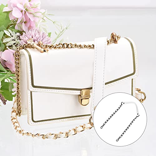 UXCell Leather Iron Flat Chain Strap - 39" White Handbag Handles, Grey Chain - color: White, Grey, size: 39"