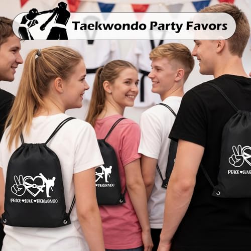 30 Pcs Taekwondo Martial Arts Party Favors Taekwondo Martial Arts Gifts Bags Bulk Karate Drawstring Backpacks for DIY Adults Sports Party Supplies - style: Taekwondo