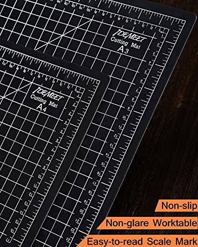 Density-upgraded 9"x12" Self Healing Cutting Mat, Idemeet Rotary Sewing Mat for Crafts, 5-Ply Blade Table Protector Cut Board for Fabric Leather Cutting Quilting Modeling Hobby Project, A4, Black - color: Black, size: 12"L x 9"W