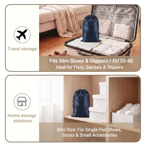 Q&J Fabric Co. 6 Pack Satin Dust Bag 17.7x7.9 inch Navy Blue 100% Polyester Silk Bag Purse Dust Bag Shoe Bags for Closet Purse Protector Bag Dust Covers for Purses - color: Navy Blue, size: 17.7"x7.9"