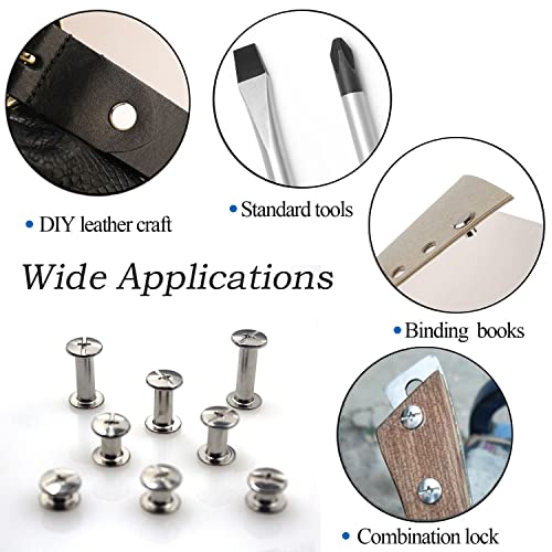 110 Sets 8 Sizes Chicago Screws Assorted Kit Round Head Stud Leather Screws Chicago Rivets for DIY Leather Decoration Bookbinding (M5*4,5,6,8,10,12,15,18)（Silver） - color: Silver, size: M5*4.5.6.8.10.12.15.18mm