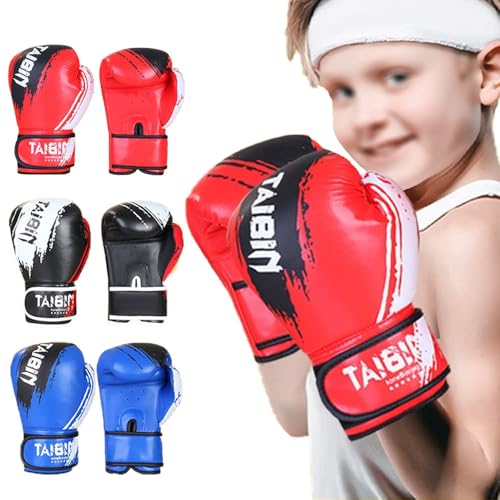 2-in-1 Boxing Gloves and Punching Mitts Set for Kids Youth,6 oz Kids Boxing Gloves and Boxing Pads,Boxing Training Equipment for Punching Bag,Kickboxing,Gift for Boys and Girls - color: Red