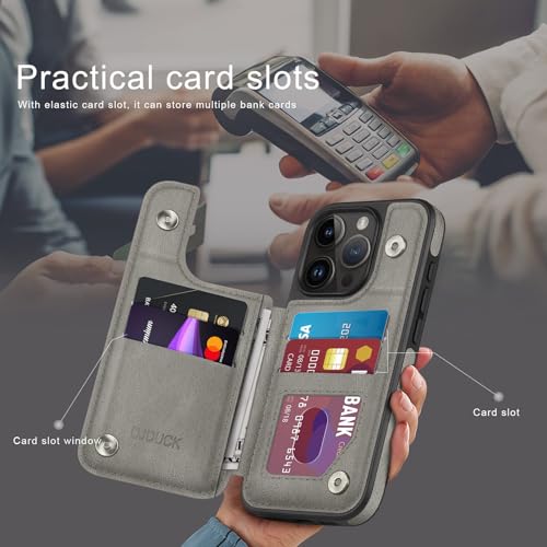 DJDUCK Designed for iPhone 16 Pro Max Case Wallet with Card Holder, [Magnetic Clasp Cover] [RFID Blocking Leather Protection] Shockproof Women Men Cases 6.9 Inch for Apple 16 Pro Max Grey - color: Grey