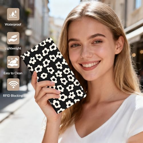Anikathy Womens Wallet, Rfid Wallets for Women,Slim Thin Credit Card Holder Organizer Purse,PU Leather Cute Long Bifold Clutch Cash Wallet with Zipper Coin Pocket,Ladies Gift,Beige Flower - color: Beige Flower