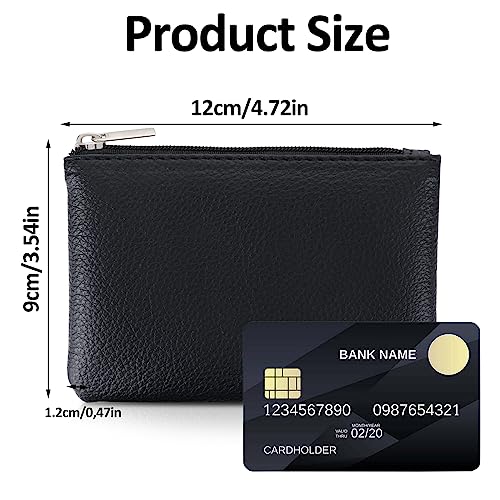 simarro Black Coin Purse, Leather Zipper Change Purse | Portable Coin Wallet Mini Change Holder for Women Coin Pocket for Women Credit Card Folded Bills ID Key Headset Lipstick - color: Black