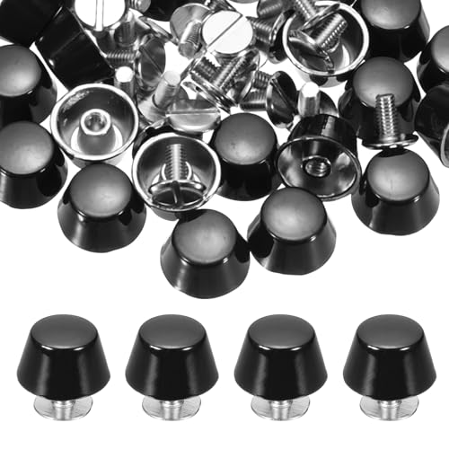 PATIKIL 12mm Screw Back Rivets Stud, 25 Sets Purse Handbag Feet Round Flat Nailhead Flat Head Stud Rivet Spike Leathercraft for DIY Leather Luggage Collar Belt Shoes, Bright Black - color: Bright Black, size: 12mm