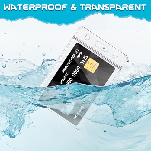 100 Pack Vertical ID Badge Holders, Clear Waterproof Plastic Card Holder - size: 100 Pack