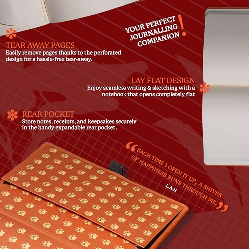 Dingbats* Wildlife Lined Writing Journal Notebook A5 - Vegan Leather Hardcover - Ideal for Work, Travel - Pocket, Elastic Closure, & Bookmark - color: Orange Tiger, style: Lined