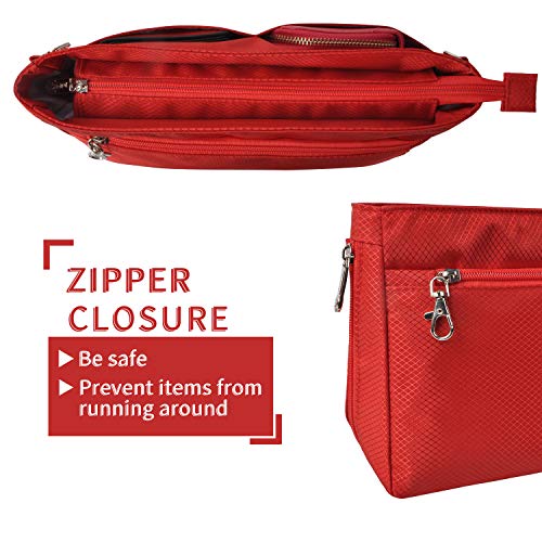 Vercord Expandable Nylon Handbag Purse Organizer Insert Liner Shaper Bag in Bag Red Medium - color: Red, size: Medium