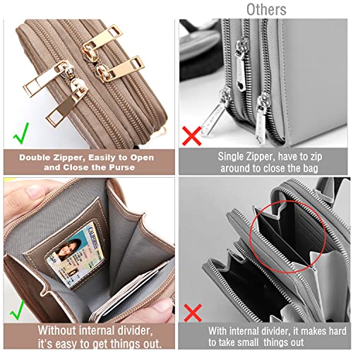 Crossbody Cellphone Purse Women Touch Screen Bag RFID Blocking Wallet Handbag Shoulder Strap - color: Bronze-small, size: Small