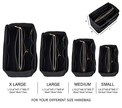 Vercord Felt Organizer Insert For Purse Handbag Tote Bag In Bag Inside Shaper Divider Neo Black Medium - color: A Black, size: Medium