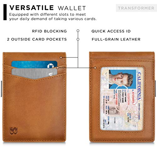 SERMAN BRANDS Money Clip Wallet - Mens Wallets slim Front Pocket RFID Blocking Card Holder Minimalist Mini Bifold - color: California Desert Transformer