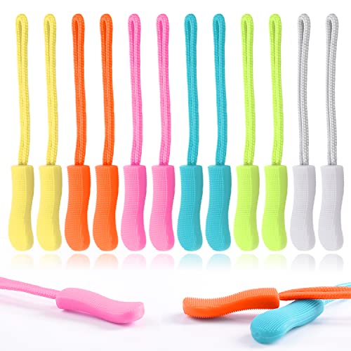 CooBigo 12Pack Zipper Pull Replacement, Golf Bag Zipper Pull Replacement Tab for Backpack, Jackets, Pants, Boots, Coats, Luggage - Light Colors(Universal Extender) - color: 01#- Light Mixed Color 12pcs