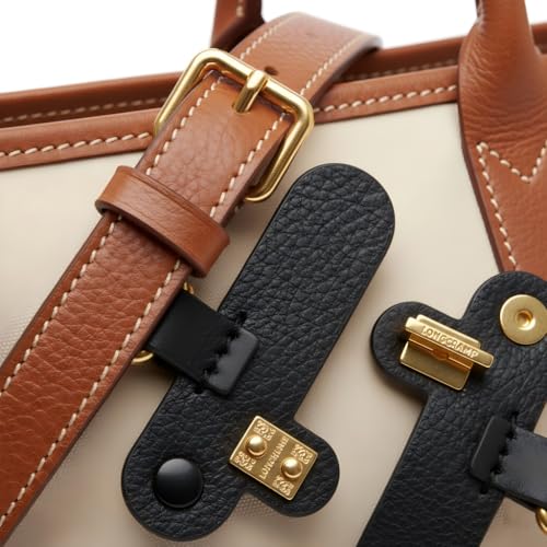 2 Pack Upgraded Leather Shoulder Strap for Longchamp S/M Bag, 4 Buckles Leather Bag Strap Conversion Kit for Women Crossbody Bags（Brown Black）