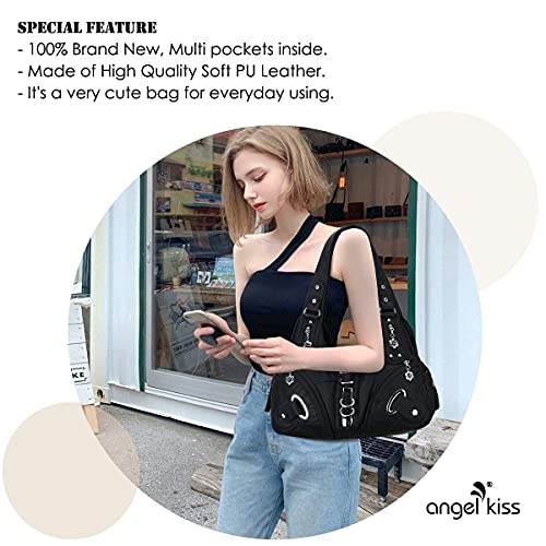 Angelkiss Hobo Purses and handbags for Women Satchel Handbag Women Purses Large Daily Shoulder Bags - color: Black