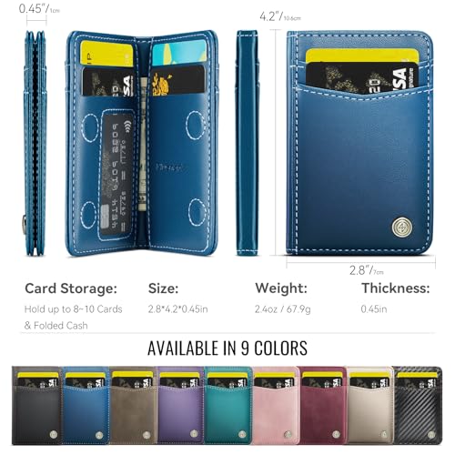 Slim Wallet for Men RFID Blocking Card Holder Bifold Front Pocket Mini Wallet with 8 Card Slots and 2 Cash Pockets, Minimalist PU Leather Small Travel Purse Compact Gift for Him, Dark Blue - color: Dark Blue