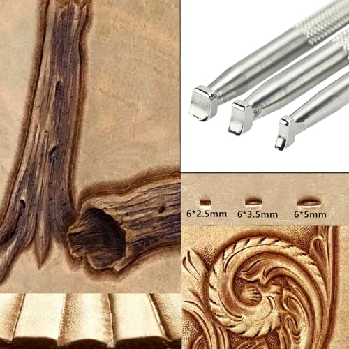 Singring Leather Stamps Tool Back Beveled Stamps Set Stainless Steel Stamping Tool Arc Angle Beveling Set 3Pcs Professional LeatherCrafts Carving DIY Kit
