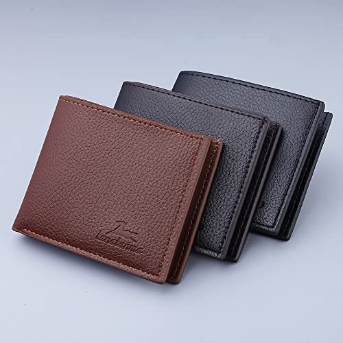 Slim Wallet for Men with Coin Purse, Minimalist Wallet with Zipper, Bifold Mens Wallets with Credit Card Holder, PU Leather Men's Wallet with Money Clip, Carteras Para Hombres (BROWN) - color: BROWN