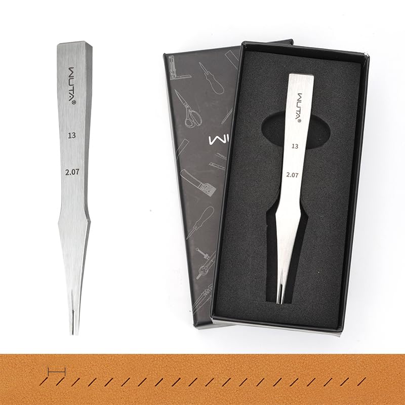 WUTA Leather Chisel All-Polished Die-Steel Puncher French Style Pricking Iron Sharp Leather Punching (Obverse, 2.07 mm 2Teeth) - color: Obverse, size: 2.07 mm 2Teeth