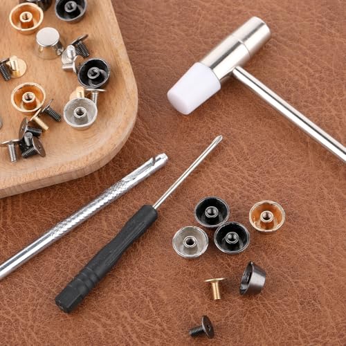 26Pcs Handbag Purse Feet Handbag Feet Nailhead Brass Studs Screw-Back Feet Flat Head Stud Metal Studs Rivet Leather Craft DIY for DIY Purse Handbag Leather Craft