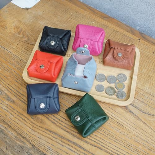 Cockatoo Genuine Leather Coin Pouch Change Holder, Mini Snap Pocket Wallet for Men Women (Black, Large) - color: Black, size: Large
