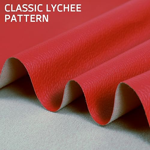 Marine Vinyl Upholstery Faux Leather Fabric, 1 Yard Red | Marine Grade Faux Leather Vinyl by the Yard, Waterproof, Soft & Durable, for Boat, Furniture Upholstery, DIY Sewing Crafts - color: Red, size: 1 Yard 55" x 36" (Pre-cut)