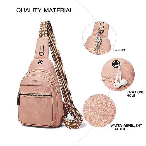 LATMAP 7L Sling Bag For Women Faux Leather Anti Theft Small Casual Daypack Backpack Fanny Pack Crossbody Chest Bags Purse Waterproof Light Pink - color: 7l-light Pink