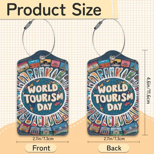 Travel Around The World Luggage Tags for Suitcase,3 Pack Go Travel Flight Views Luggage Tag Leather Privacy Cover ID Label with Stainless Steel Loop for Women Men - color: Travel Around the World