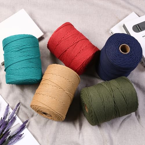 Macrame Cord 4mm x 328yards, Soft Colored Macrame Rope, Natural Cotton Cord for Plant Hangers, Wall Hanger, Decorative Projects - color: Natural Color, size: 4mm×328Yards