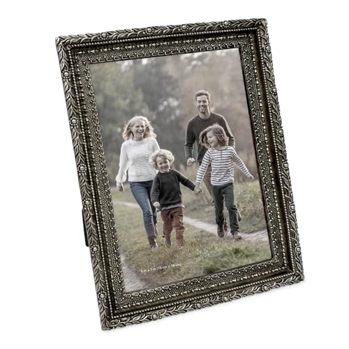 Isaac Jacobs 5x7 Silver Vintage Inspired Antique Library Frame | Horizontal & Vertical for Tabletop and Wall Display, Home Decor, Decorative Art Design (5x7, Silver) - color: Silver, size: 5x7