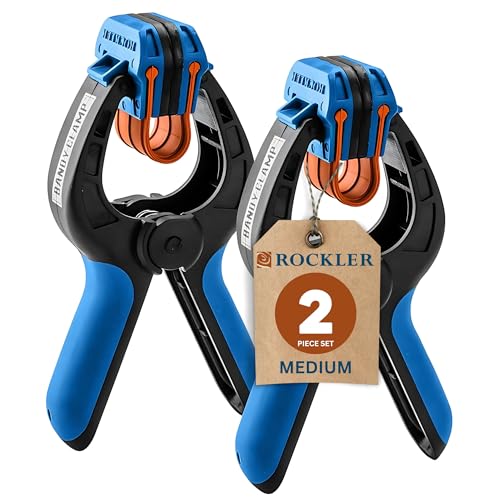 Rockler Medium Spring Bandy Clamps (Pair) One-Handed Nylon Clamps | Spring Clamps – Quick One-Handed Clamping – Medium Bandy Clamps – Nylon Construction – Pair Pack - size: 1PACK-Medium