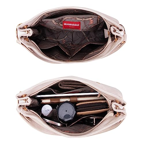 Purses for Women Hobo Bags Slouchy Shoulder Bag Tote Handbags | Stylish for Everyday Use, Zip-top Closure, Back Anti-theft Pocket, 3 Inner Pockets, Comfortable Wide Strap for Dating Errands - color: D-beige
