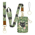 bolimoss Black Cat Lanyard Wallet with Id Badge Holder, Cute Flower Zippered Coin Pouch Credit Card Holder, Women Small Wallet with Removable Wristlet & Neck Lanyard, 5 Card Slots, Ring Keychain - color: Cute Black Cat Floral