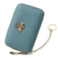 imeetu RFID Credit Card Holder, Small Card Wallet Women, Leather Card Case | Genuine Leather Women's Card & id Cases, Change Coin Purse with Zipper Keychain id Window, 20 Colors & 3 Styles, Daily, Gifts - color: Pro - Peacock Blue, size: Pro