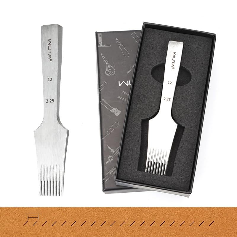 WUTA Leather Chisel All-Polished Die-Steel Puncher French Style Pricking Iron Sharp Leather Punching (Obverse, 2.25 mm 8Teeth) - color: Obverse, size: 2.25 mm 8Teeth