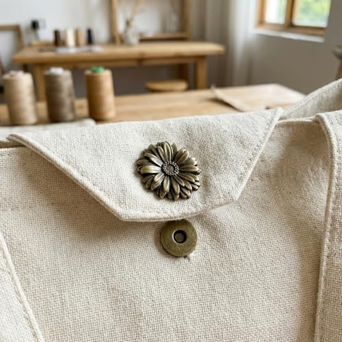 ARTIBETTER 10 Sets Antique Snaps Button Bronze Vintage Metal Snap Leather Fastener Flower Sewing Snaps for Handbag Purses Bags Clothes Leather Sewing Craft DIY