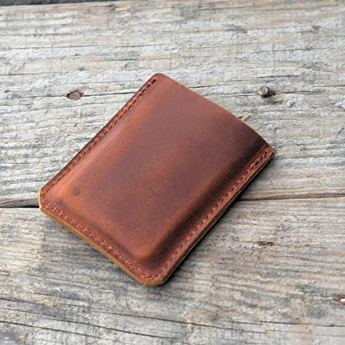 Front Pocket Card Case Slim Wallet Card Holder for Men & Women Minimalist Leather Wallet Card Holder Distressed Gifts - color: Brown