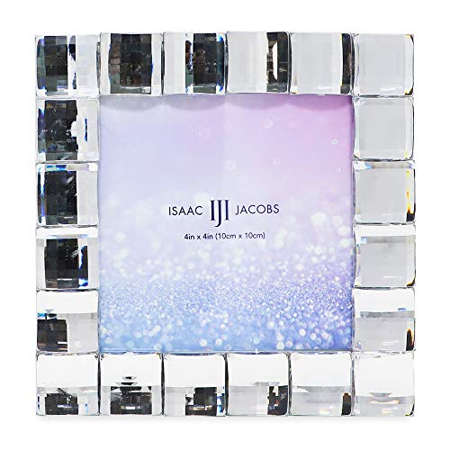 Isaac Jacobs Decorative Sparkling Clear Jewel Picture Frame, Photo Display & Home Décor (4x4, Clear) | Jewel Picture Frame, Photo Display & Home Decor Two-way easel for vertical or horizontal display. Does NOT hang on wall - color: Clear, size: 4x4