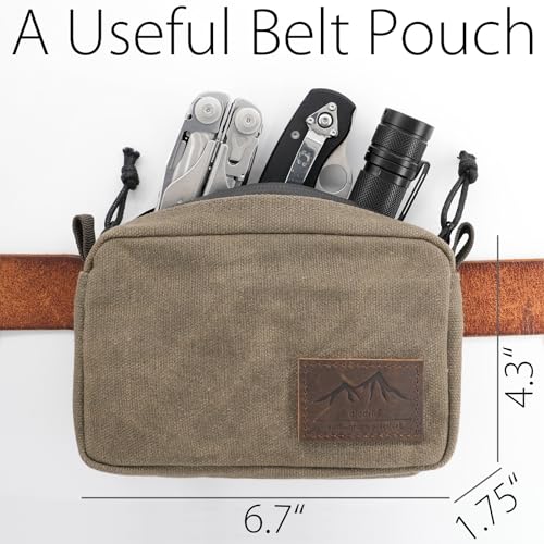 Belt Pouch for Men Women YKK Zippers EDC Pouch, Belt Bag Waist Pack for Hiking, Water Resistant, Waxed Canvas, Olive - color: Olive Medium