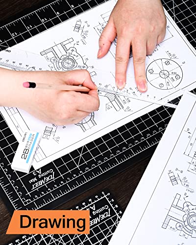 Density-upgraded 18"x12" Self Healing Cutting Mat, Idemeet Rotary Sewing Mat for Crafts, 5-Ply Blade Table Protector Cut Board for Fabric Leather Cutting Quilting Modeling Hobby Project, A3, Black - color: Black, size: 18"L x 12"W