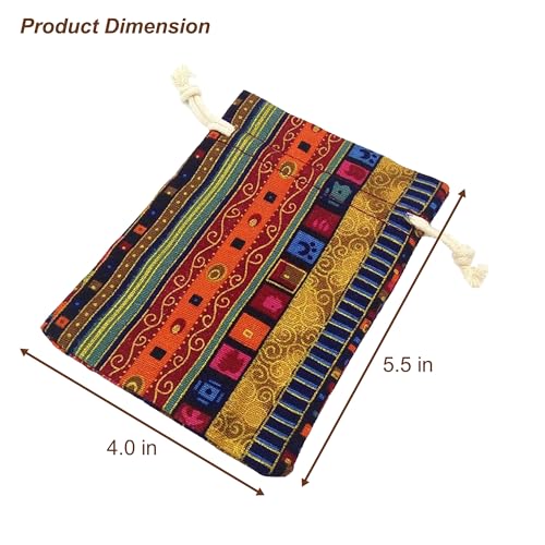 12pc Egyptian Style Jewelry Coin Pouches Aztec Print Drawstring Gift Bag | Party Accessories Brocade Cotton Sachet Candy Present Pouch Travel Purse Ethnic (12) - color: Egypt 12