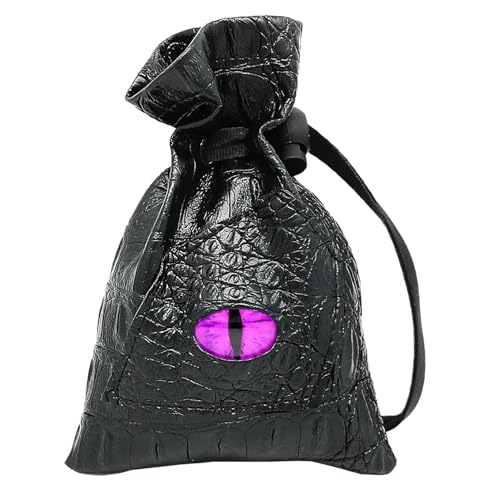 Haxtec Dragon Dice Bag, PU Leather Pouch with 3D Glass Dragon Eye | Drawstring, DND Dice Bag, For Dungeons & Dragons, D&D Gifts for Dragon Gamer and Lovers, Medium, Patent D893867 - color: Purple, size: Medium