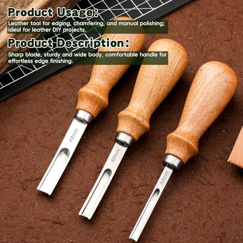 Jmuiiu 8mm Leather Edge Skiving Bevelers Tool, Leather Skiving Knife | Wide Mouth Tool for All Types of Leather Processing - size: 8mm